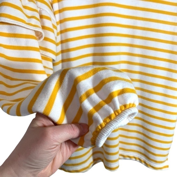 Old Navy Lemon Yellow Ruffled Stripe Pull On Crewneck Sweatshirt Top Small - Picture 7 of 15